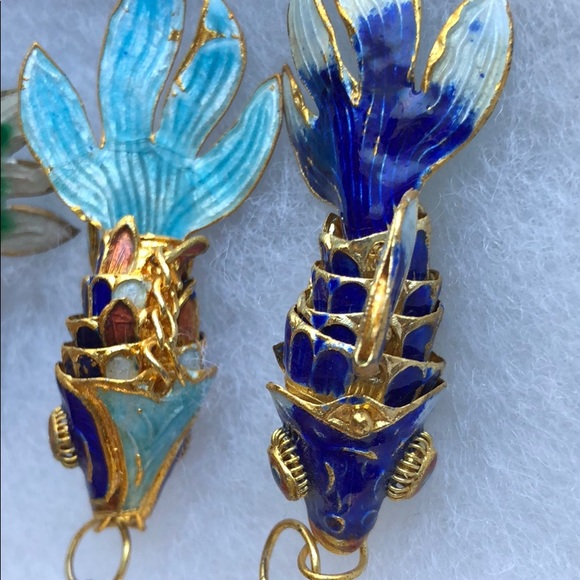 Fantail Cloisonné Fish 🐟 Earrings - Picture 6 of 8